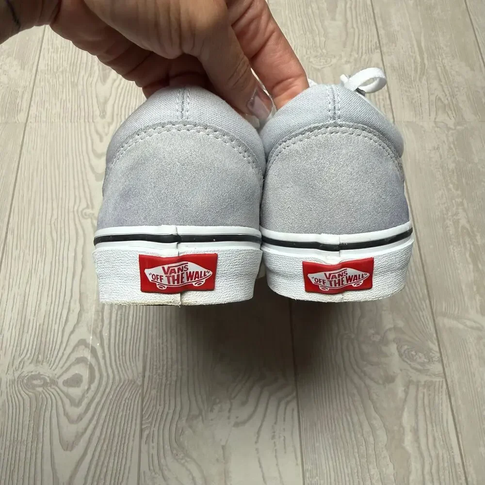 Vans Old Skool Gray White Suede Canvas Sneakers Men 8 Women 9.5 Skate Shoes